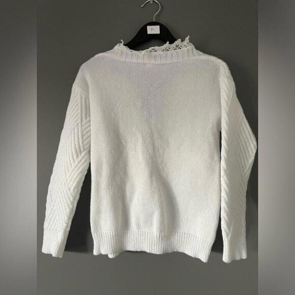 Coquette Knit Cardigan Lace Trim & Crest Buttons Fairycore Sweater - Picture 8 of 12